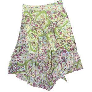 Vintage Y2K Heart Soul Size Large Green Colorful Floral Fairy Asymmetrical Skirt